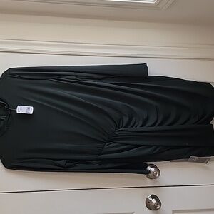 Le Chateau Stretchy Green Draped Long Sleeve Dress